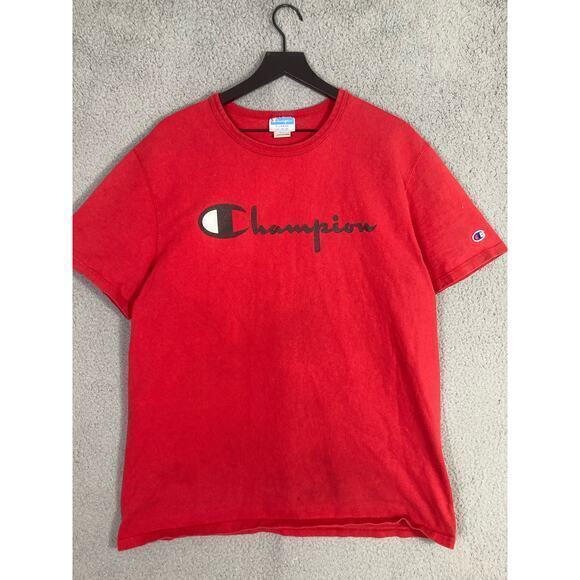 Champion Heritage Graphic Spellout Tee Red Crew Neck Short‎ Sleeve Men's XL - Picture 8 of 8
